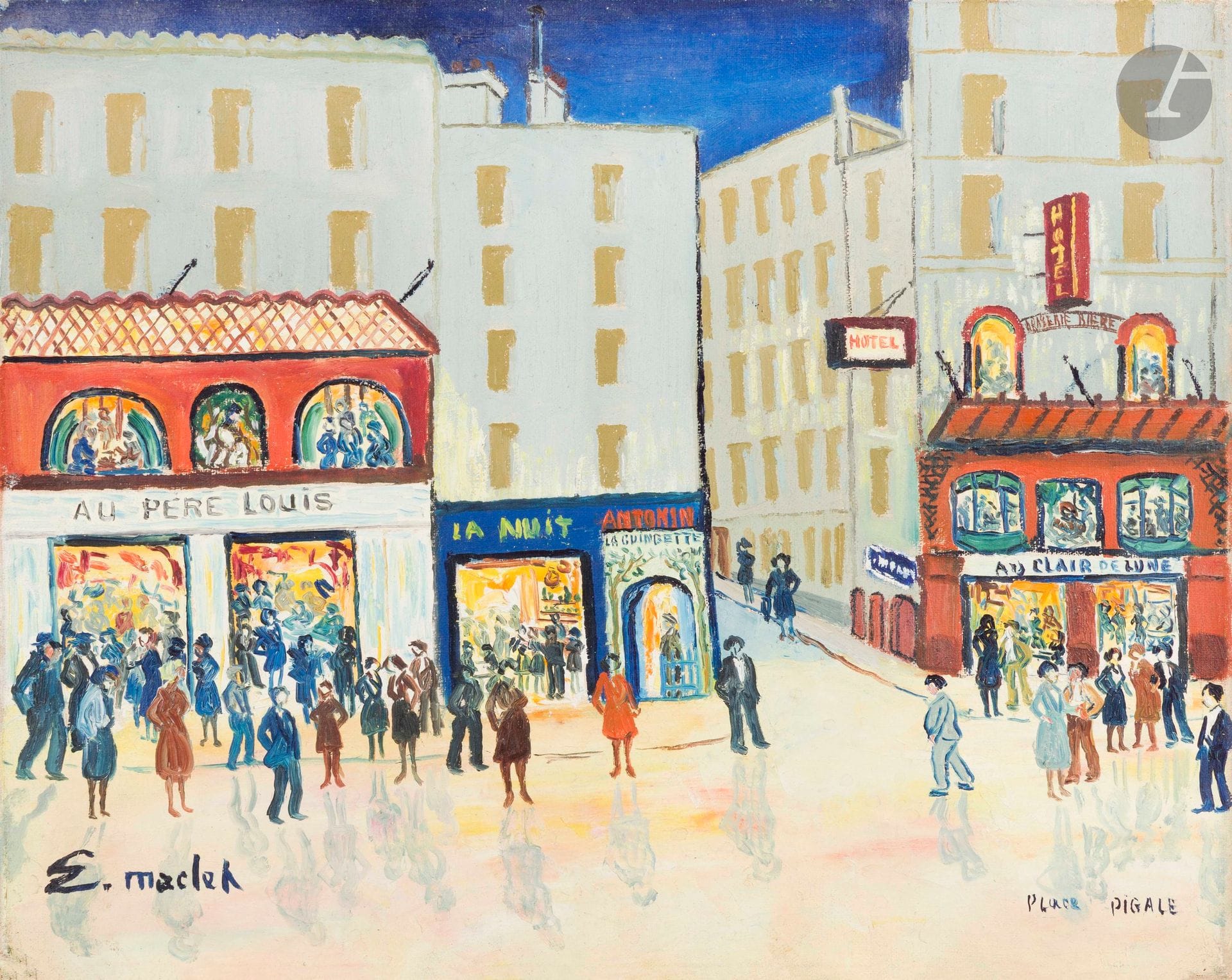 Élisée MACLET (1881-1962)
Place Pigalle
Oil on canvas.
Signed lower left.
Located lower right.
33 x 41 cm