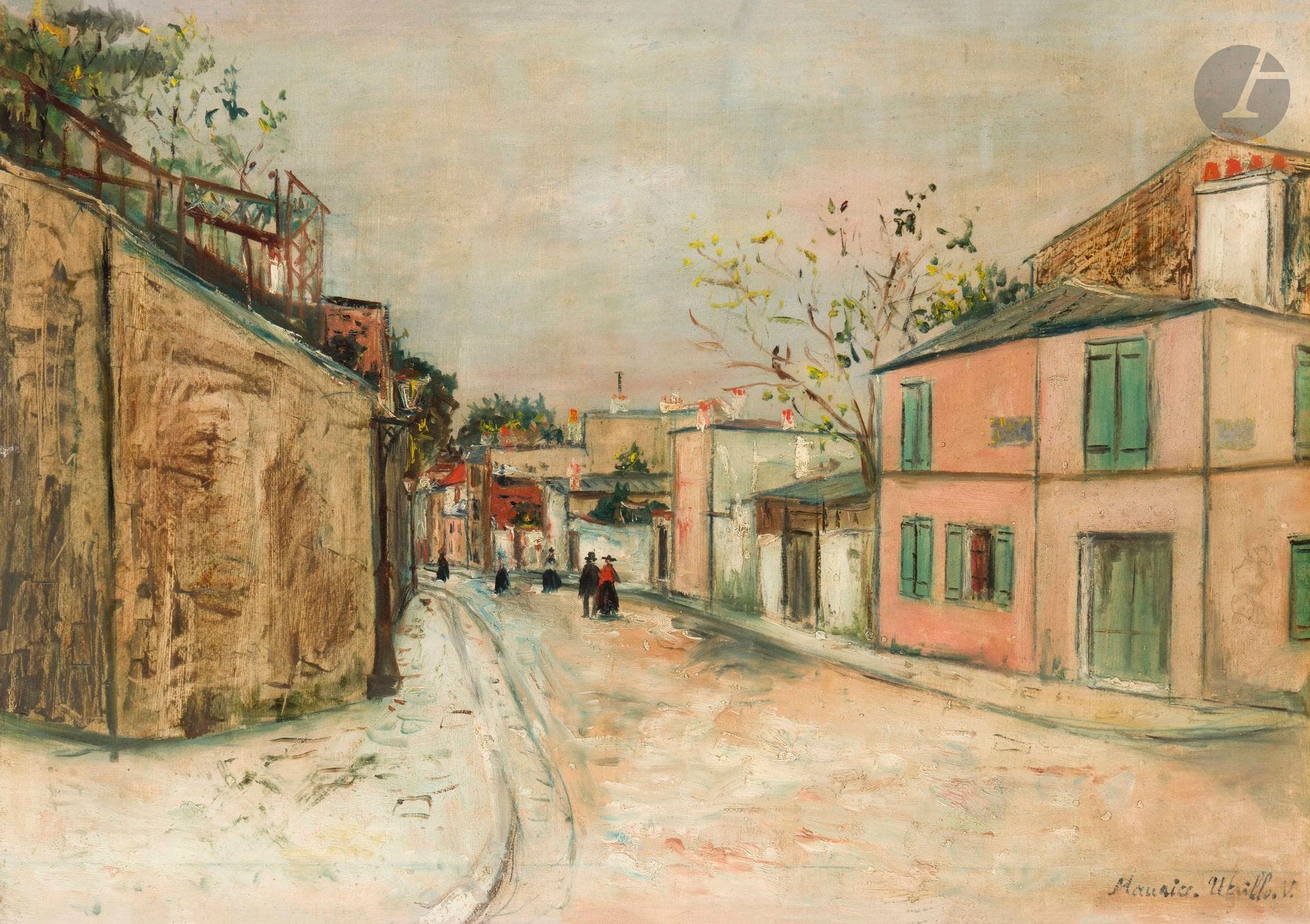 Maurice UTRILLO (1883-1955)
Rue de l'Abreuvoir, Montmartre, la Maison rose, vers 1920
Huile sur carton contrecollé sur panneau parqueté.
Signée en bas à droite.
53 x 75 cm

Provenance : 
Collection particulière, Paris. Par descendance.

Un certificat du Comité Utrillo pourra être remis à la demande et à la charge de l'acquéreur.