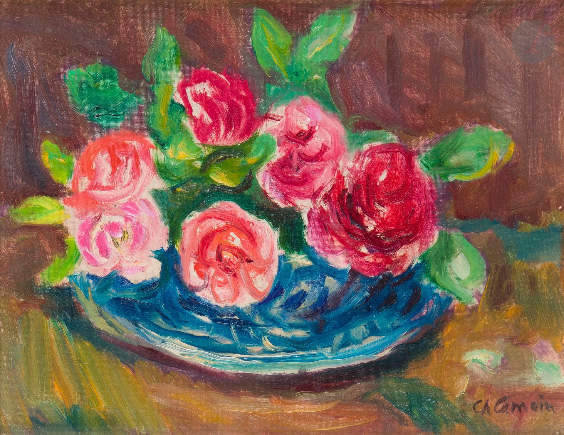 Charles CAMOIN (1879-1965)
Roses de Courgent, 1959
Huile sur isorel.
Signée en bas à droite.
24 x 31 cm

Provenance : 
- Vente Me Besch, Cannes, 15 avril 2001, n° 138.
- Collection particulière, Paris.

Cette œuvre est référencée dans les Archives Camoin. Nous les remercions pour les informations qu'ils nous ont transmises.