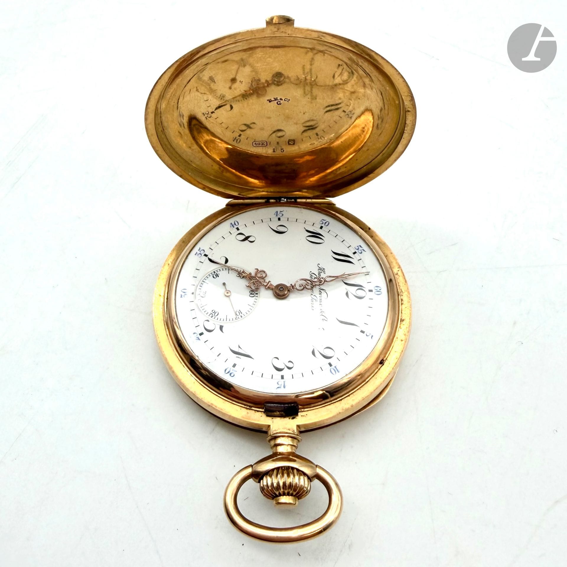 Montre de poche HAAS, NEVEUX et Cie, Genève-Paris en or jaune 750/°°°.
Poids brut : 95g

FRAIS DE VENTE : 8% HT