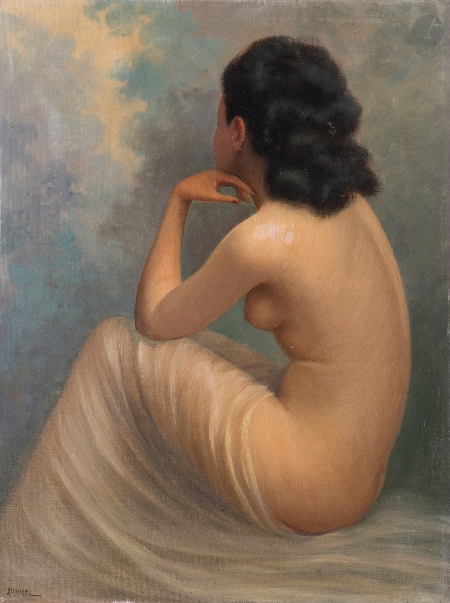 Jean JANNEL (1894-1942)
Reverie
Oil on canvas.
Signed lower left.
Titled on the stretcher.
60 x 46 cm
