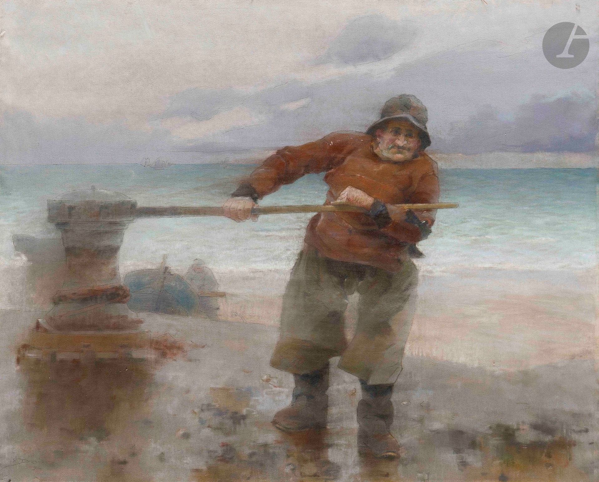 Henri Gaston DARIEN (1864-1926)
Au Cabestan, 1894
Pastel sur toile.
Signé en bas à gauche.
(Usures).
53 x 65 cm