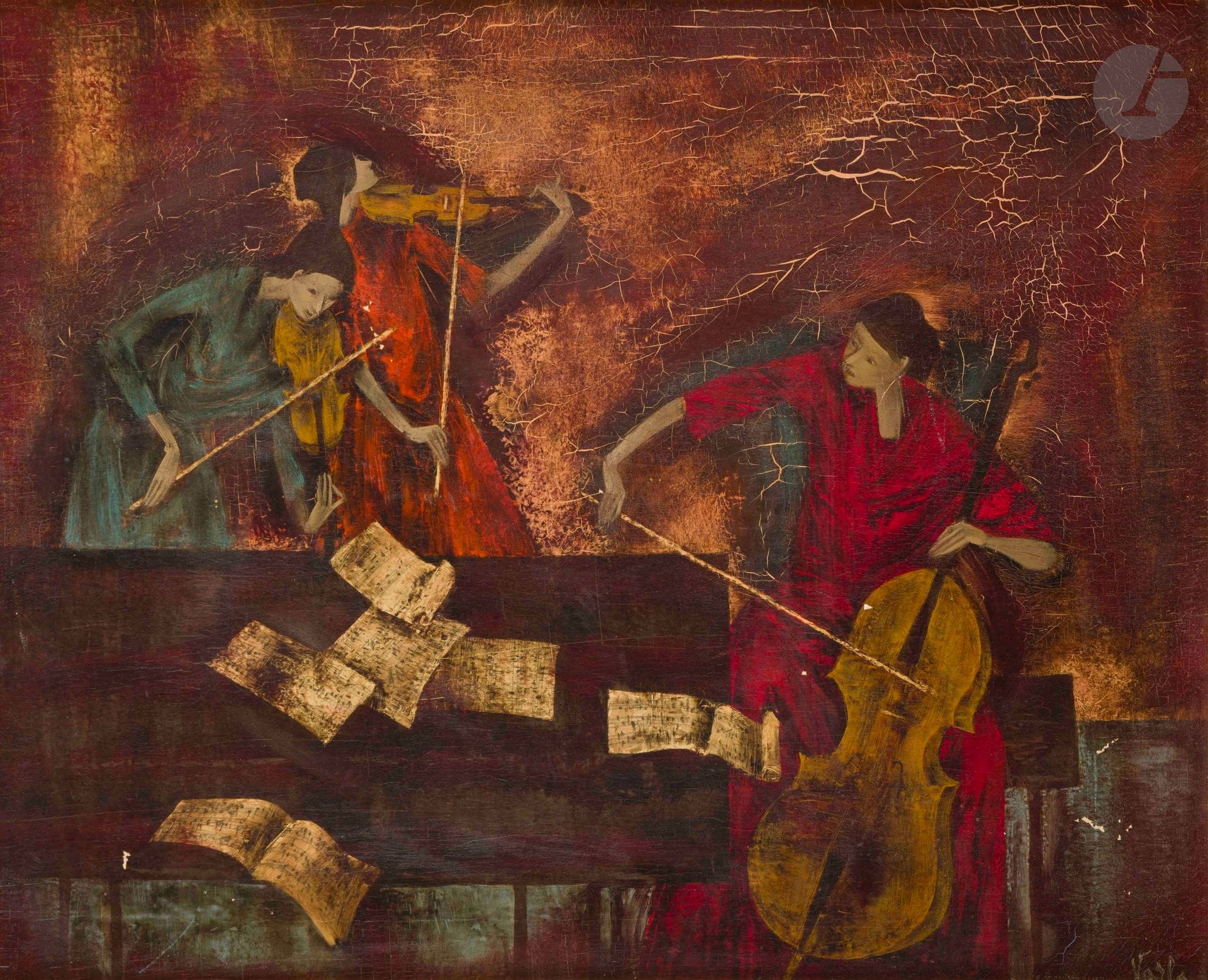 Félix VARLA (1903-1986)
Les Musiciennes
Oil on canvas.
Signed lower right.
38 x 46 cm

Provenance : 
Private collection, Île-de-France.