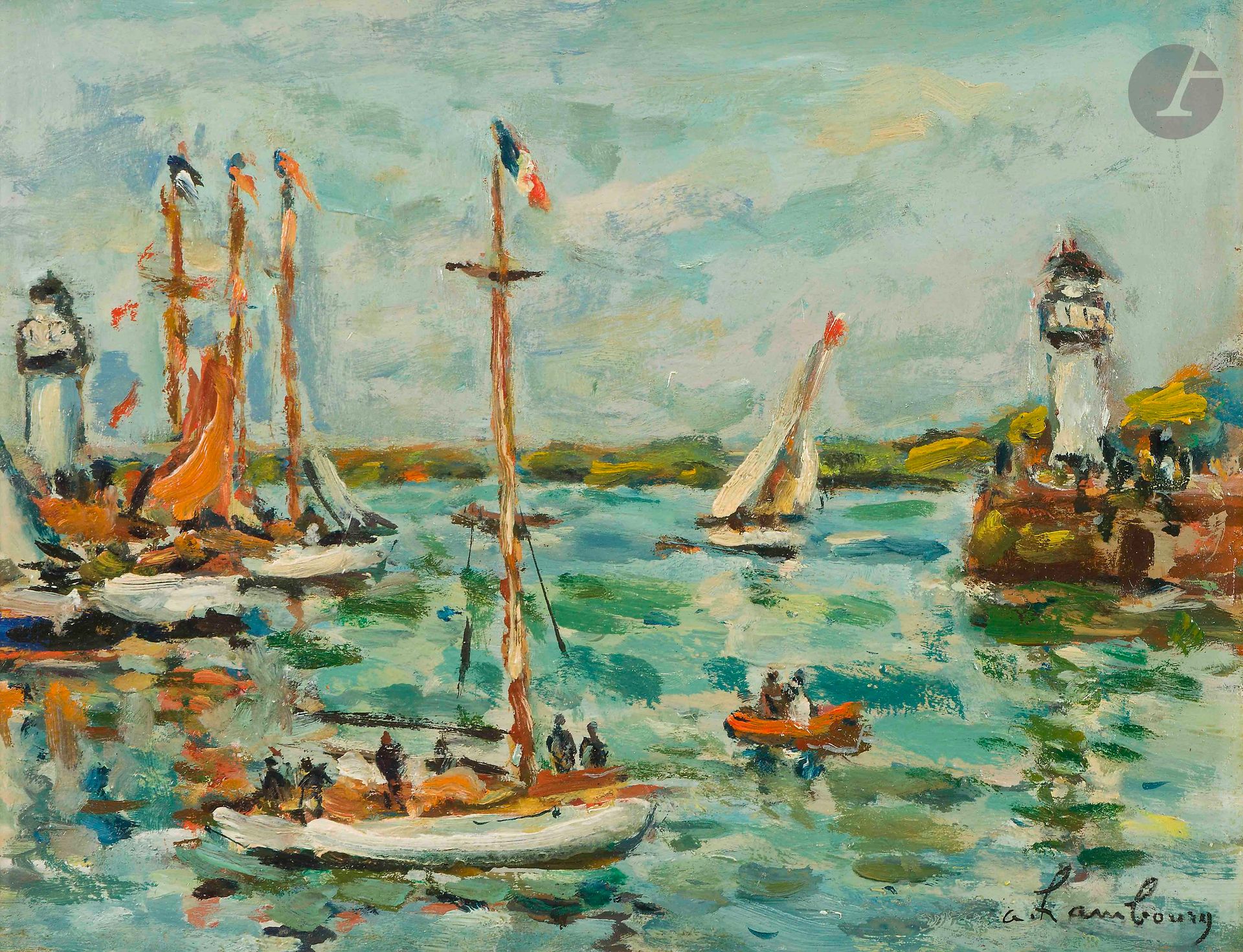 André HAMBOURG (1909-1999)
Belle-Île, le port
Huile sur isorel.
Signée en bas à droite. 
Située au dos.
27 x 35 cm

Nous remercions Lydia Harambourg, Annie Madet-Vache et Patrick Dantec du Comité André Hambourg d'avoir confirmé l'authenticité de cette œuvre.