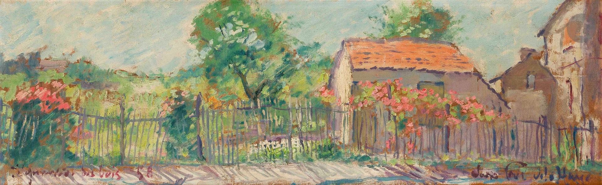 Jean LAIR DE LA HAYE (1889-1960)
Chemin de campagne, 1958
Huile sur isorel.
Signée en bas à droite.
Titrée en bas à gauche.
31,5 x 100 cm