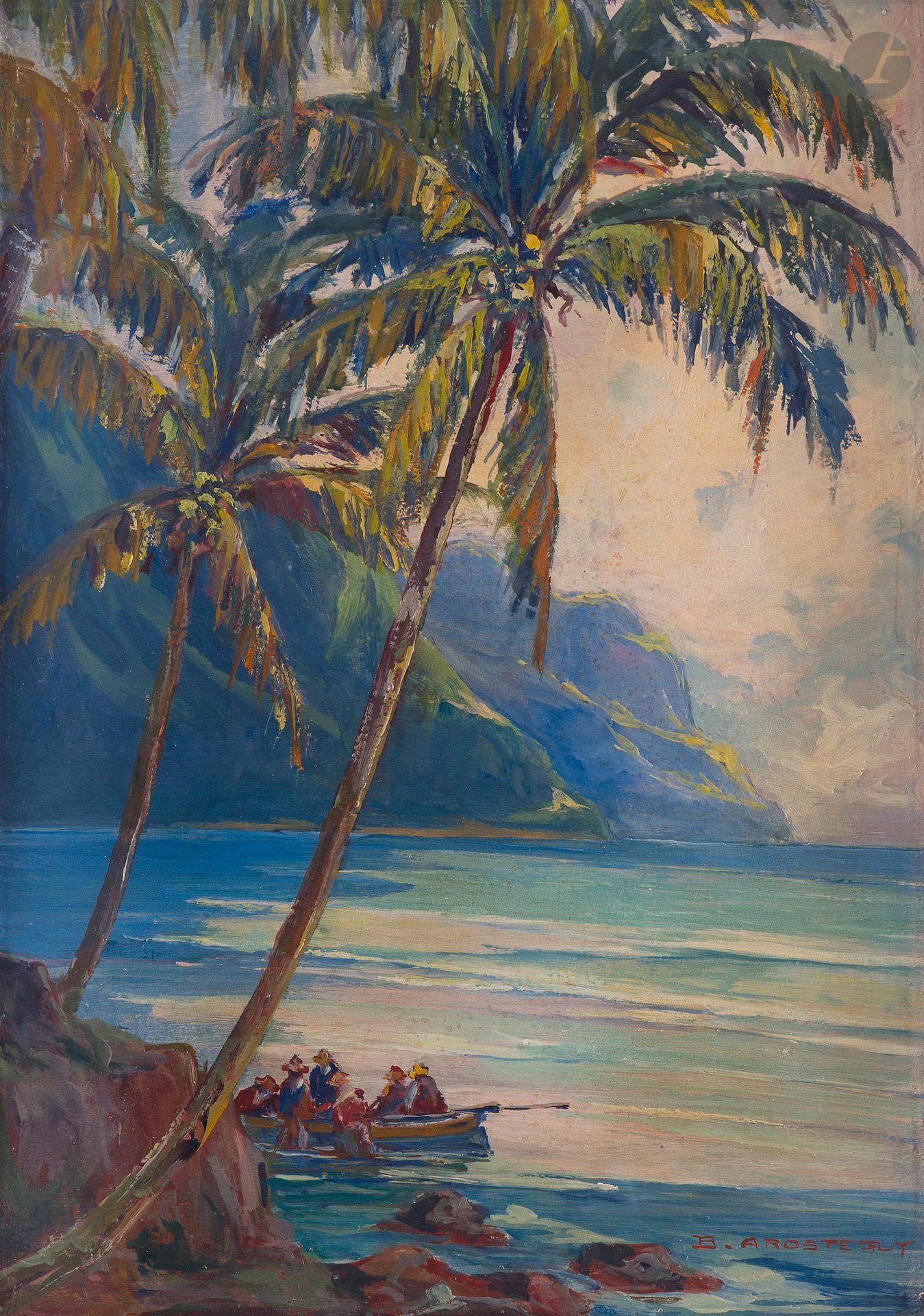 Bernard AROSTEGUY (1887-1956)
Pirogue en Martinique
Huile sur panneau.
Signée en bas à droite.
55 x 40 cm