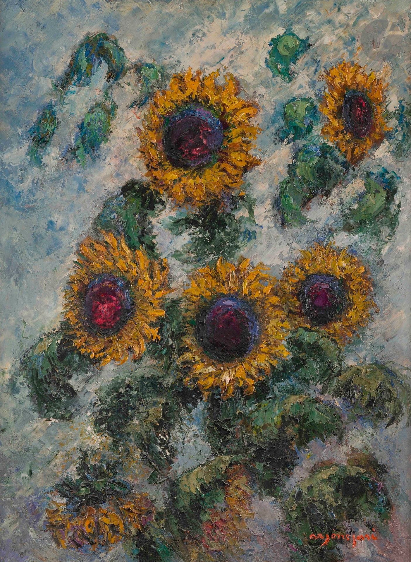 Arsène SARI (1895-1995)
Sunflowers
Oil on cardboard.
Signed lower right.
81 x 60 cm