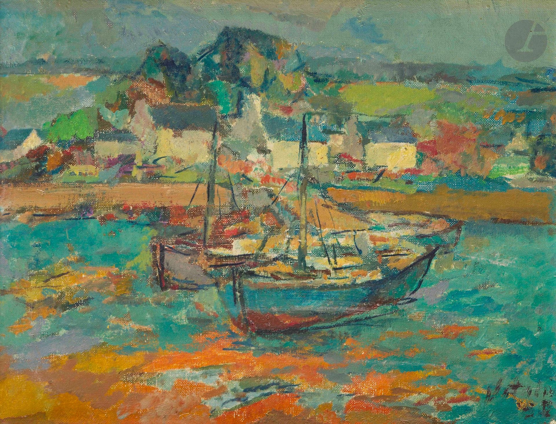 Macario VITALIS (1898-1989)
Bateaux dans un port breton, 1958
Huile sur toile.
Signée et datée en bas à droite.
Signée et datée au dos.
33 x 41 cm

Provenance : 
Succession de Madame F., Paris.

Ce tableau sera intégré au catalogue raisonné de l'association " Les Amis de Vitalis " (macario-vitalis.com).