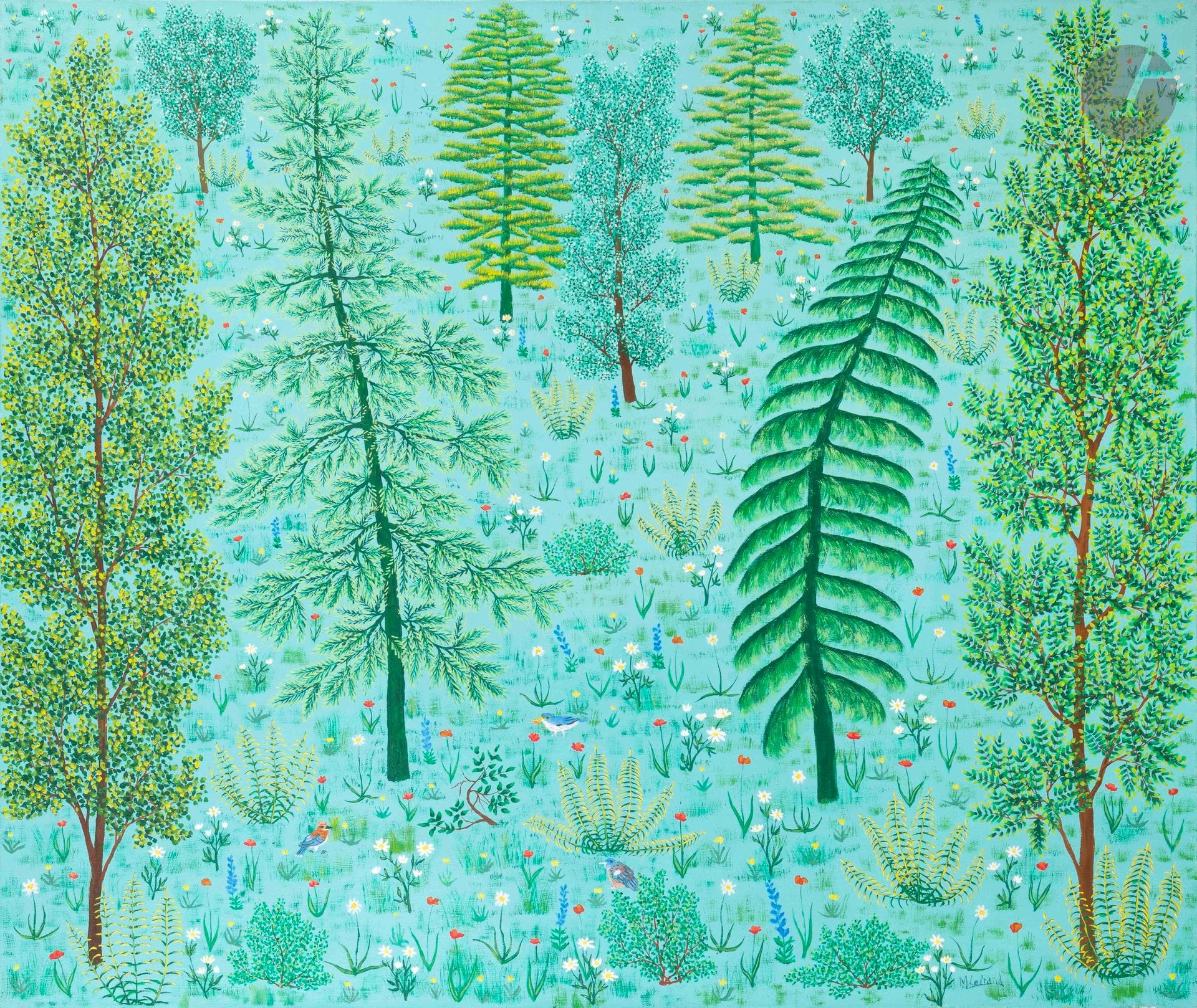 Maurice LOIRAND (1922–2008)
Fantastic Landscape with Flowers and Birds
Oil on canvas.
Signed lower right.
80 x 100 cm