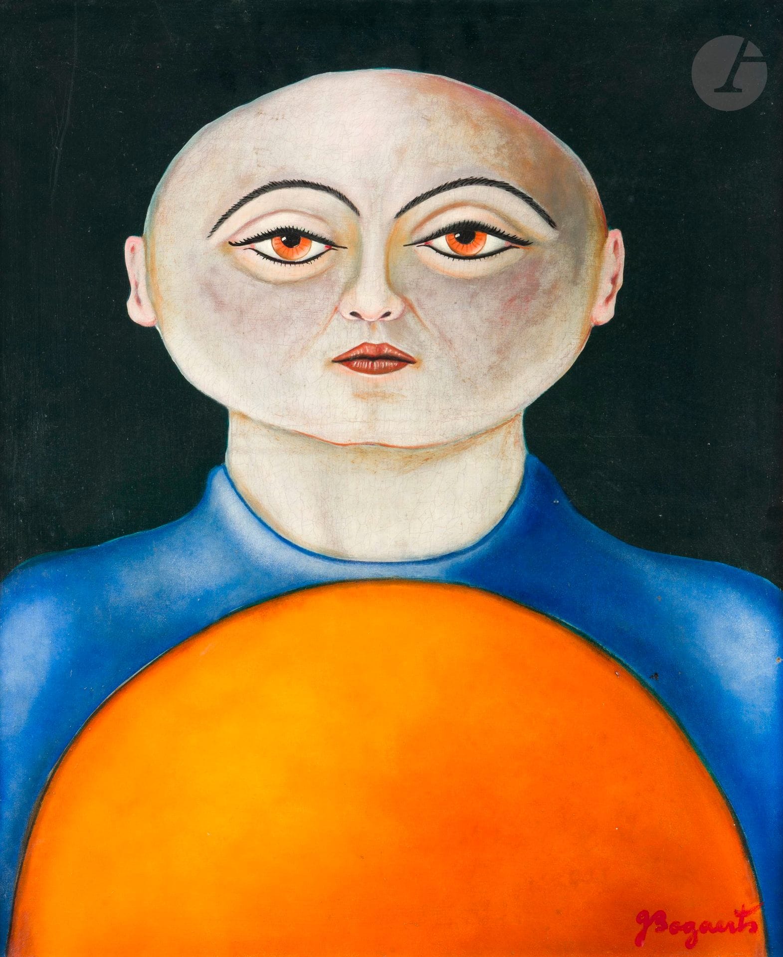 Gaston BOGAERTS (1921-2008)
Monstre jouant au ballon
Huile sur toile.
Signée en bas à droite.
73 x 60 cm