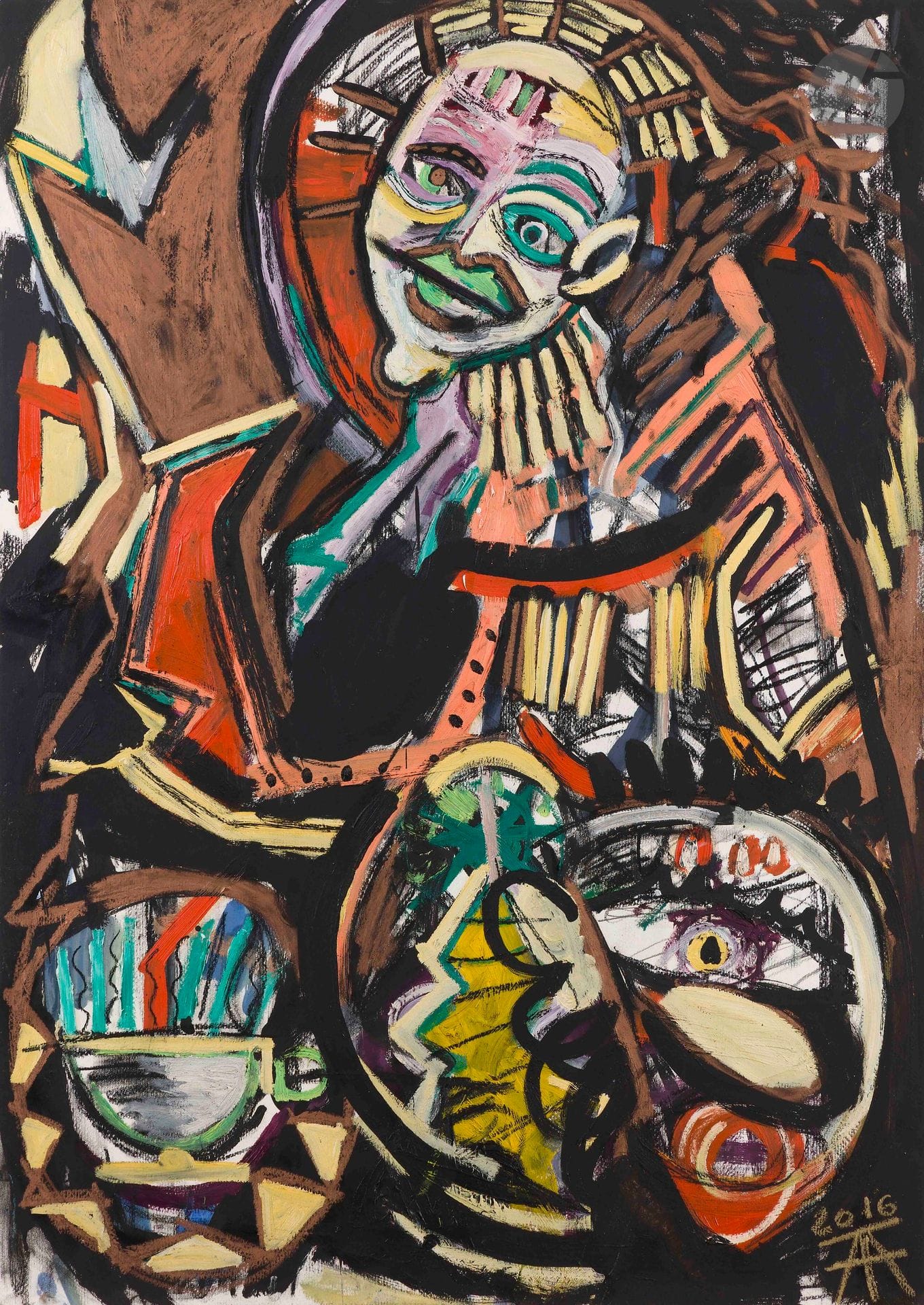 Timothy ARCHER (born 1982)
Archangel with a Cup, 2016
Oil on paper.
Monogrammed and dated in the lower right corner.
Titled on the back.
100 x 70 cm