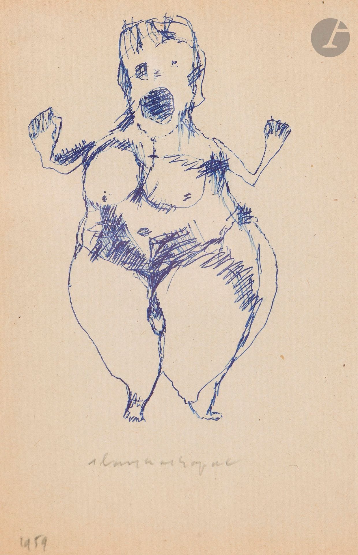 Slavko KOPAC [croate] (1913-1995)
Femme nue criant, 1959 - 3 hiboux, 1962
2 stylos-bille bleu.
Signés et datés.
18,5 x 12 cm
13,5 x 18,5 cm