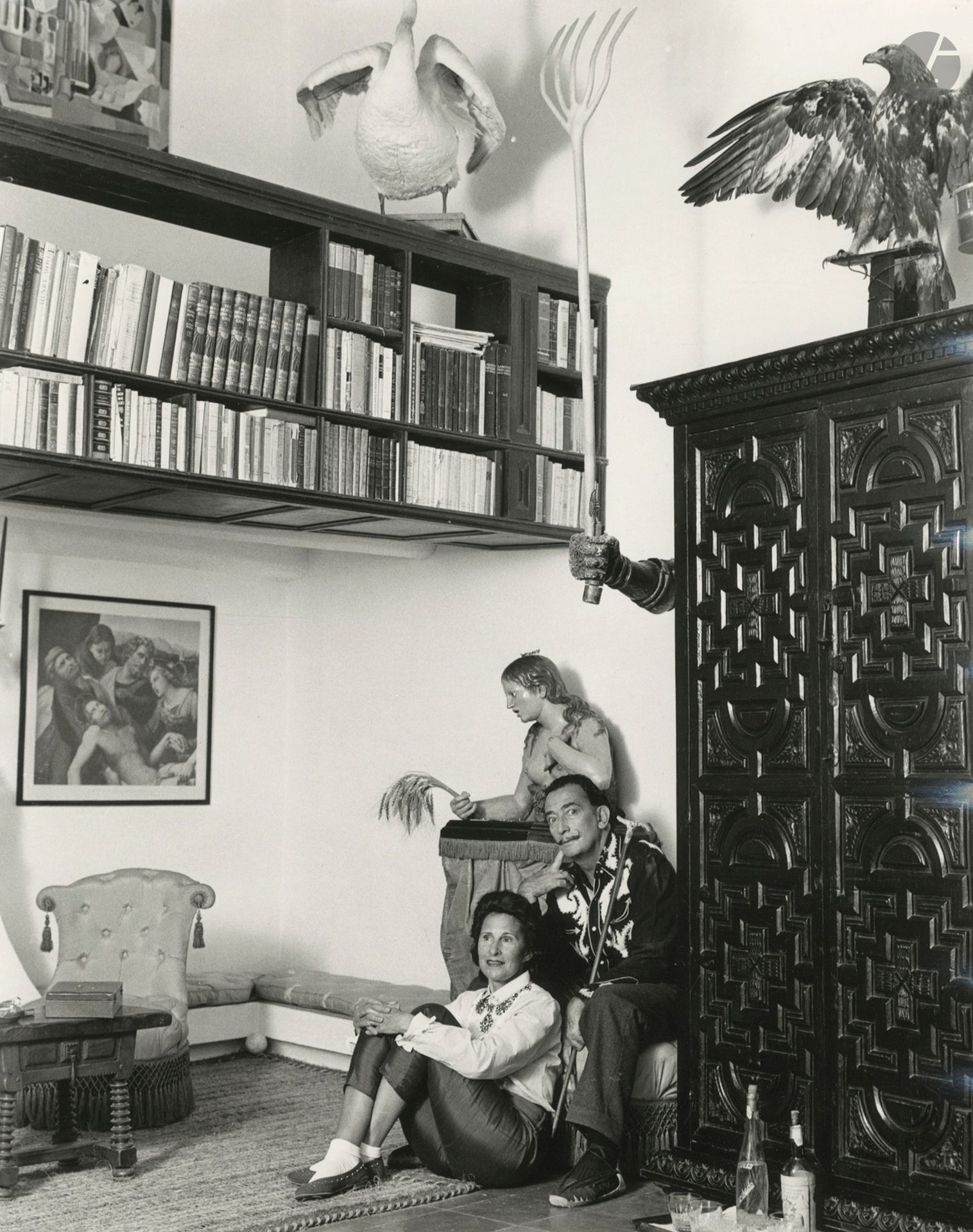 Dufoto Agency
Salvador Dali and Gala. Port Lligat, November 1957. 
Vintage silver print. Agency stamp on verso. 
30.5 x 24 cm