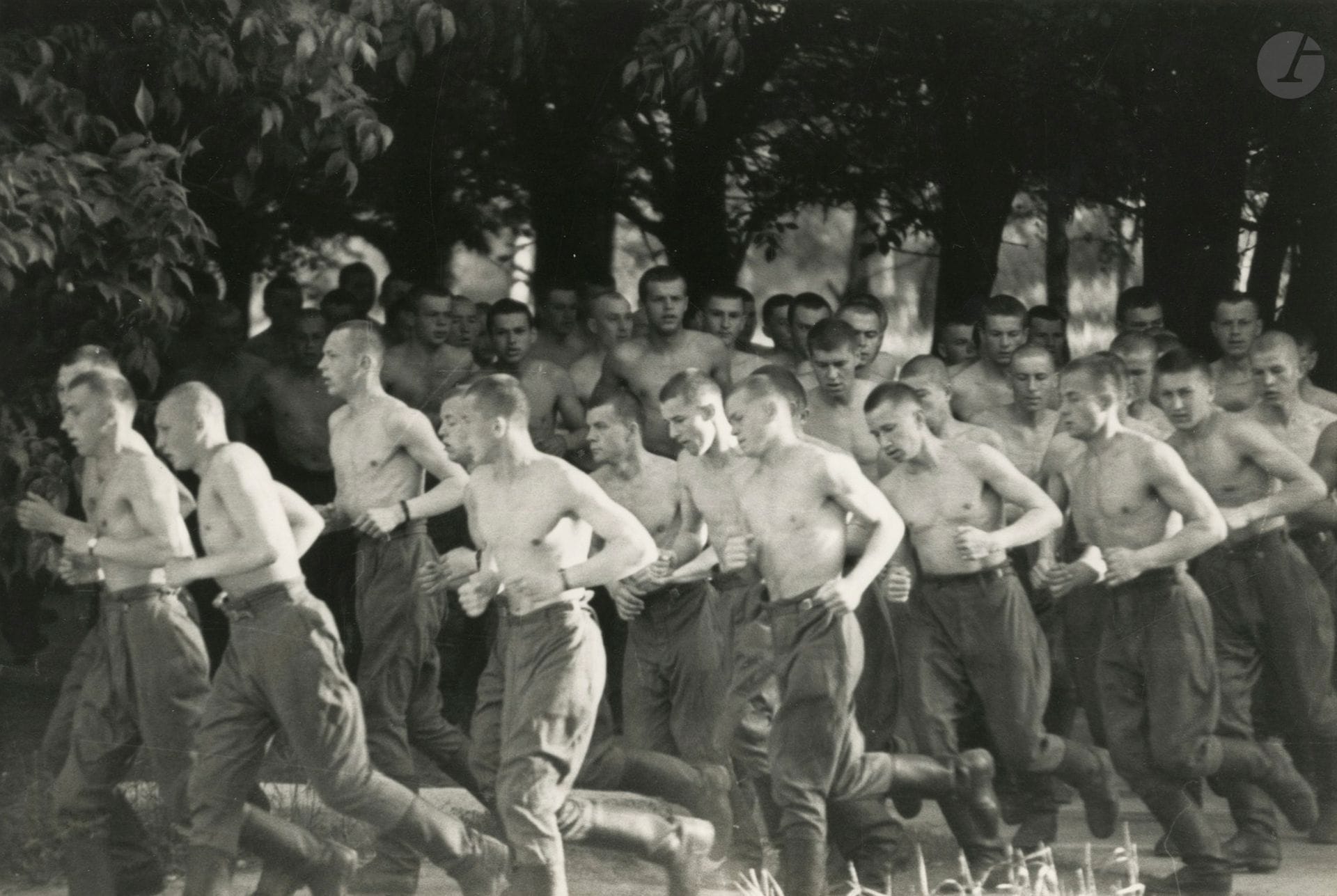 Vladimir Sichov (1945)
Russian soldiers in training. USSR, c. 1980. 
Vintage silver print. Caption, date and photographer's credit on verso. 
17.8 x 26.5 cm