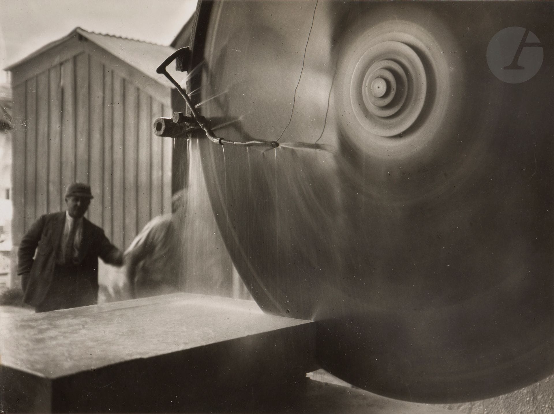 François Kollar (1904-1979) 
La France travaille, c. 1930. 
Factory. Sawmill. 
Two (2) vintage silver prints. Photographer's stamp on versos. One signed in ink by Fernande Kollar on verso. 
17.2 x 23 cm and 23.5 x 17.5 cm with margins