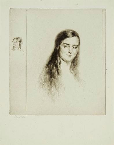 Edgar CHAHINE (1874-1947)
Julia, femme de l?artiste. Illustration. 1928. Pointe sèche. 198 x 220. Très belle épreuve d?état, avant réduction du cuivre, sur vergé azuré, signée à la mine de plomb. Toutes marges.