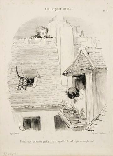 Honoré DAUMIER (1808-1879)
Tout ce qu?on voudra, pl. 14, 27, 50, 51, 52, 53, 57, 66, 68. 1847-1852. Lithographie. Chaque env. 270 x 340. Delteil 1660, 1673, 1696, 1697, 1698, 1699, 1703, 1711, 1713. Très belles épreuves, 2 en beau coloris du temps, certaines sans le numéro. Quelques rousseurs claires. Marges. Ens. 9 p.