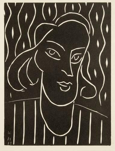Henri MATISSE (1869-1954)
Teeny. 1938. Gravure sur linoléum. 218 x 293. Duthuit-Garnaud 723. Parfaite épreuve sur vélin, du tirage effectué pour la revue Vingtième Siècle, avec ligne de texte typographiée au verso. Petites marges normales.