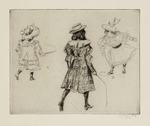 PAUL RENOUARD (1845-1924)
[Jeux d?enfants; Portraits]. Vers 1900. Pointe sèche; eau-forte. 278 x 225 et 110 x 150. Très belles épreuves sur vergé, signées des initiales à la mine de plomb. Toutes marges. Ens. 10 p.
