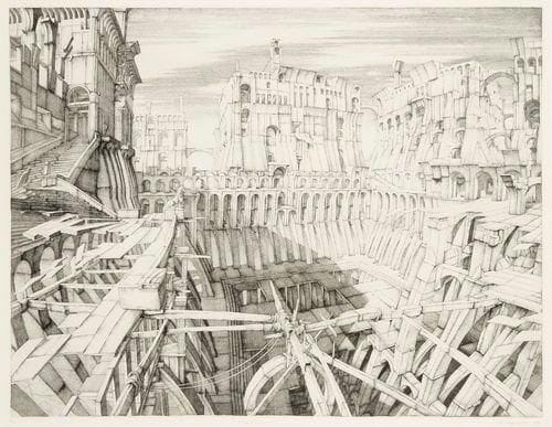 Érik DESMAZIÉRES (né en 1948)
La Place désertée. 1979. Eau-forte. 643 x 493. Fitch-Febvrel 37. Épreuve sur vélin, l?une des 10 numérotées en chiffres romains, titrée, signée et datée à la mine de plomb. Tirage total à 100 épreuves. Cadre.

    		FEUILLE COLLÉE EN PLEIN SUR CARTON ET PASSE-PARTOUT COLLÉ SUR LES BORDS DE L’ESTAMPE AU RECTO.
