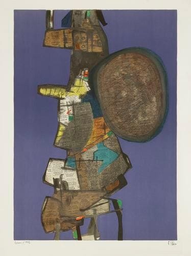 Maurice ESTÈVE (1904-2001)
Bank Street. 1967. Lithographie. 458 x 650. Prudhomme-Estève et Moestrup 44. Impression en couleurs. Parfaite épreuve sur vélin, justifiée «Epreuve d?Artiste» et signée à la mine de plomb. Toutes marges. Tirage définitif à 125 épreuves.