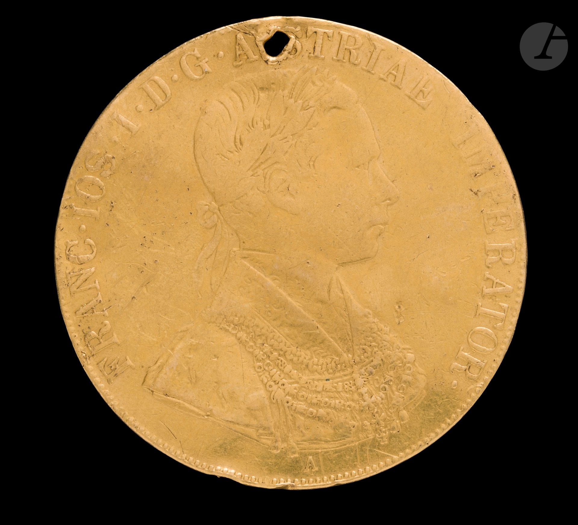 AUTRICHE.
François-Joseph (1848-1916).
4 Ducats. Or. 1855. 13,06g.
Friedberg.484                                                            

Troué à 12h.
Presque TB