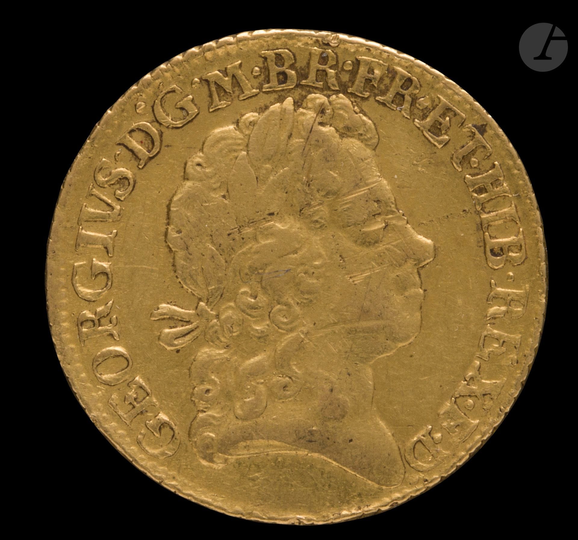 GREAT BRITAIN.
Georges I (1714-1727). 
1 Guinée. Gold. 1721. 8,31g. 
S.3631 - Friedberg.328    

Numerous scratches.
VG