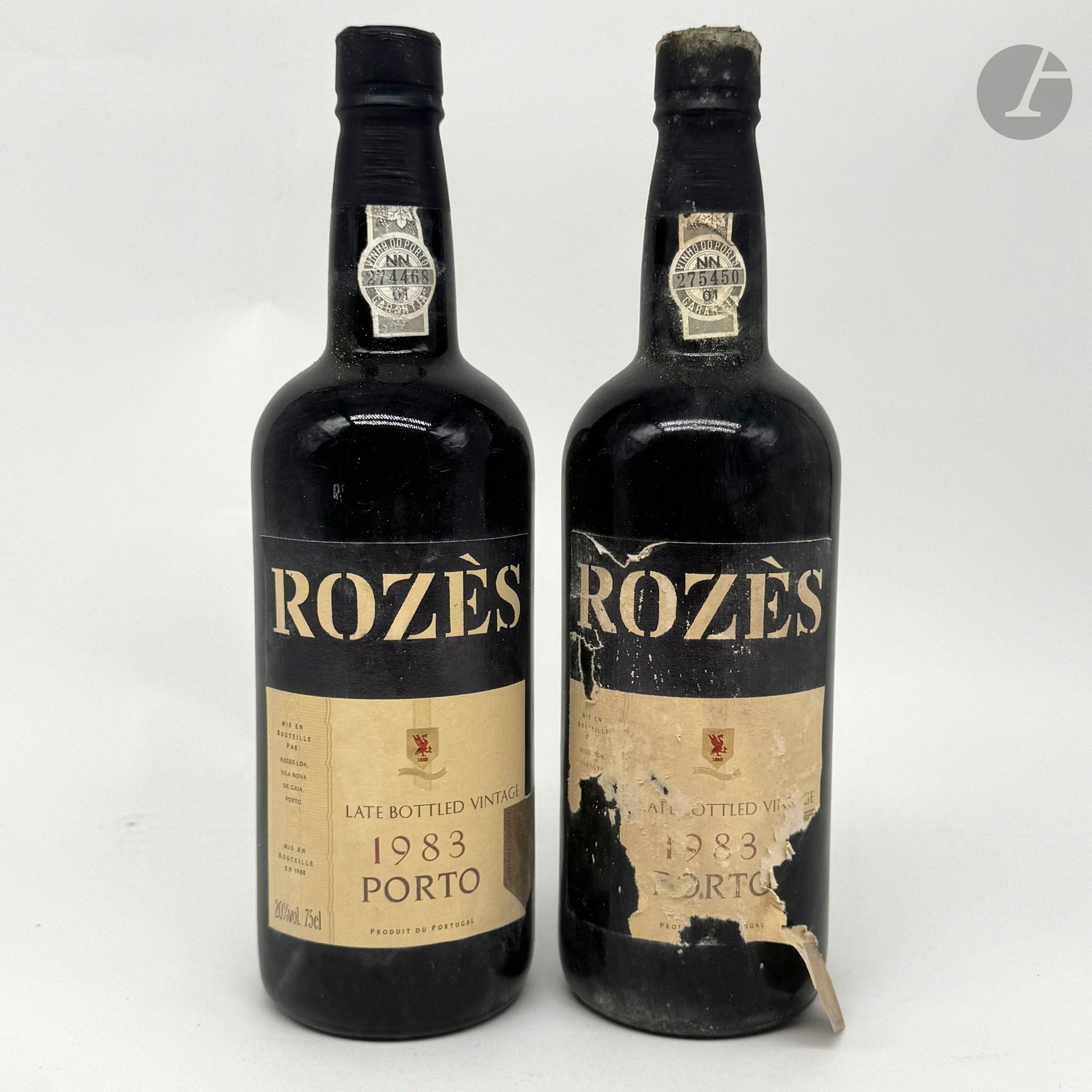2 B PORTO LATE BOTTLED VINTAGE (Caisse Bois d'origine) (1 e.t.a. ; mise en bouteille en 1988), Rozes, 1983