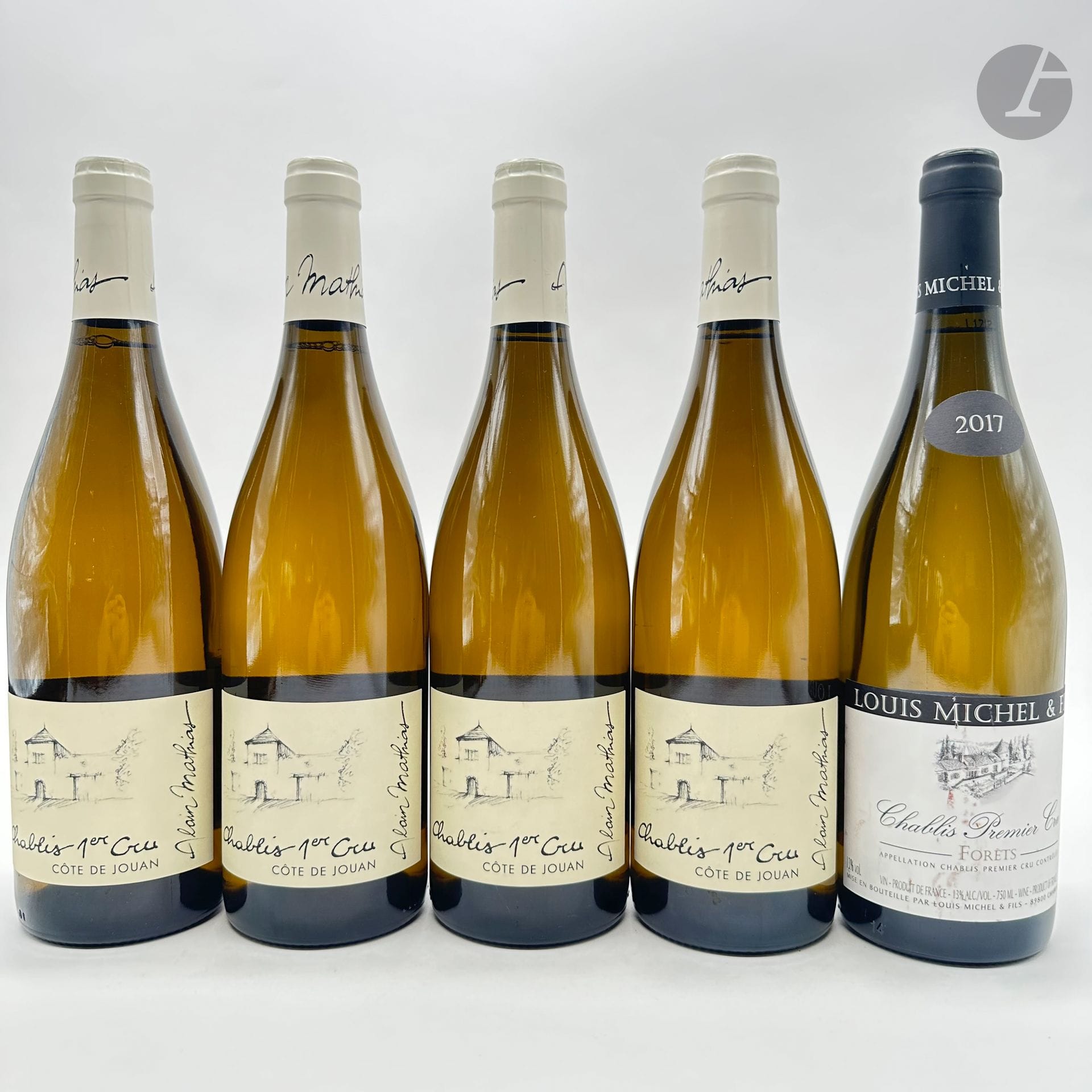 4 B CHABLIS CÔTE DE JOUAN (1er Cru), Domaine Alain Mathias, 2018
1 B CHABLIS FORÊTS (1er Cru), Domaine Louis Michel & Fils, 2017