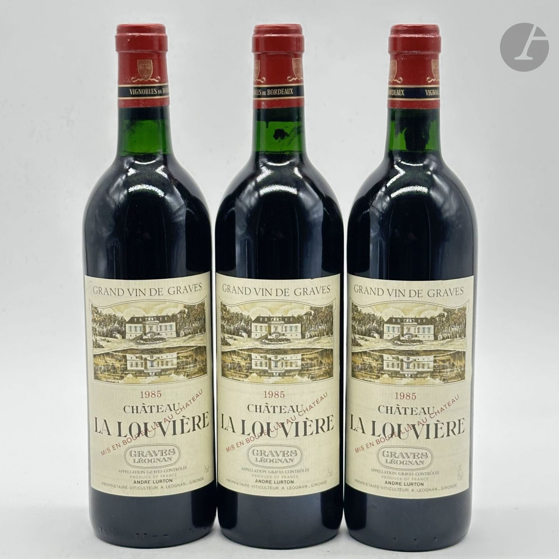 3 B CHÂTEAU LA LOUVIERE Rouge (2 B.G. ; 1 T.L.B.+), Pessac-Léognan, 1985