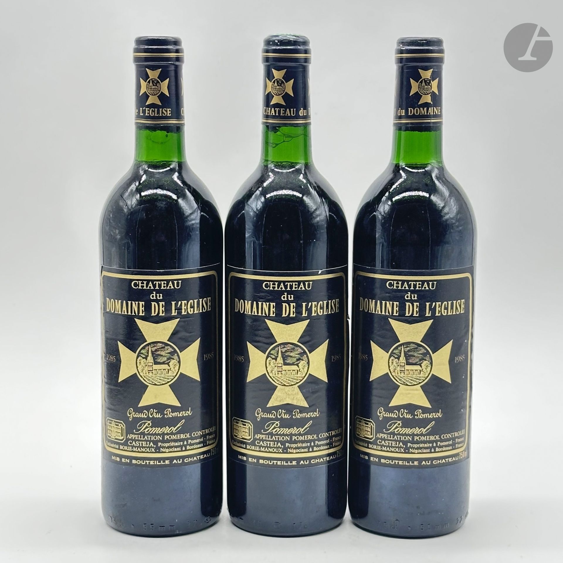 3 B CHÂTEAU DU DOMAINE DE L'ÉGLISE (T.L.B.+), Pomerol, 1985