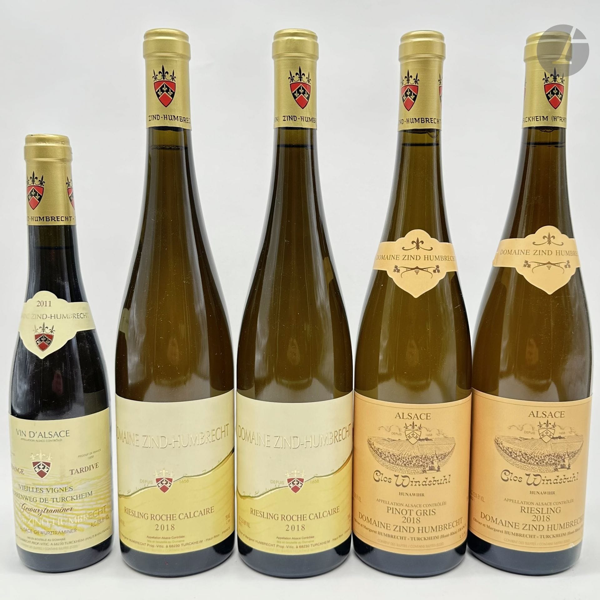 2 B PINOT GRIS CLOS WINDSBULH , Domaine Zind Humbrecht, 2018
2 B RIESLING ROCHE CALCAIRE, Domaine Zind Humbrecht, 2018
1 1/2 B GEWURZTRAMINER VIEILLES VIGNES HERRENWEK DE TURCKEIM VENDANGES TARDIVES, Domaine Zind Humbrecht, 2011