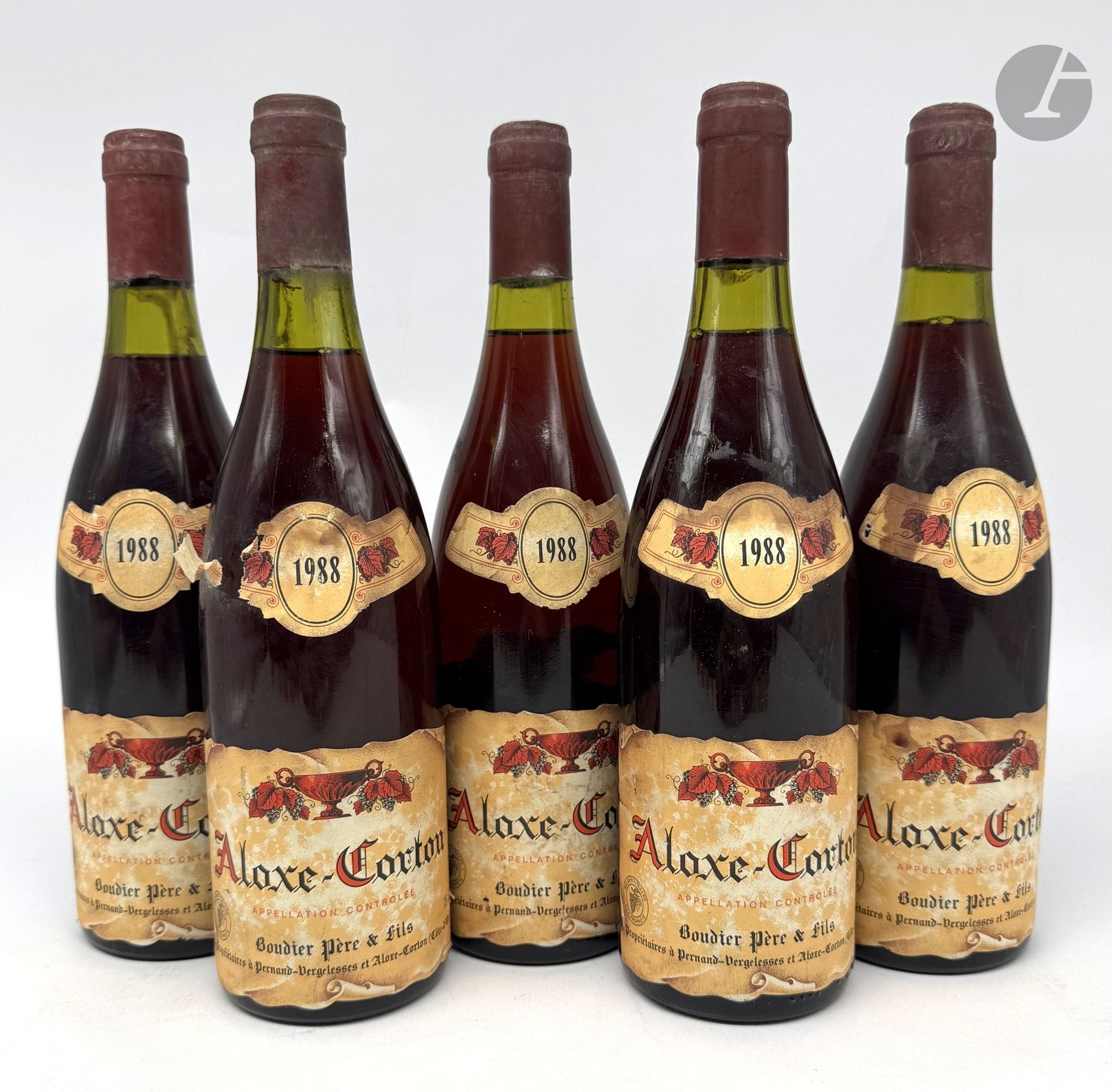 5 B ALOXE-CORTON (2 à 2,5 cm ; 2 clm.a.), Domaine Boudier, 1988