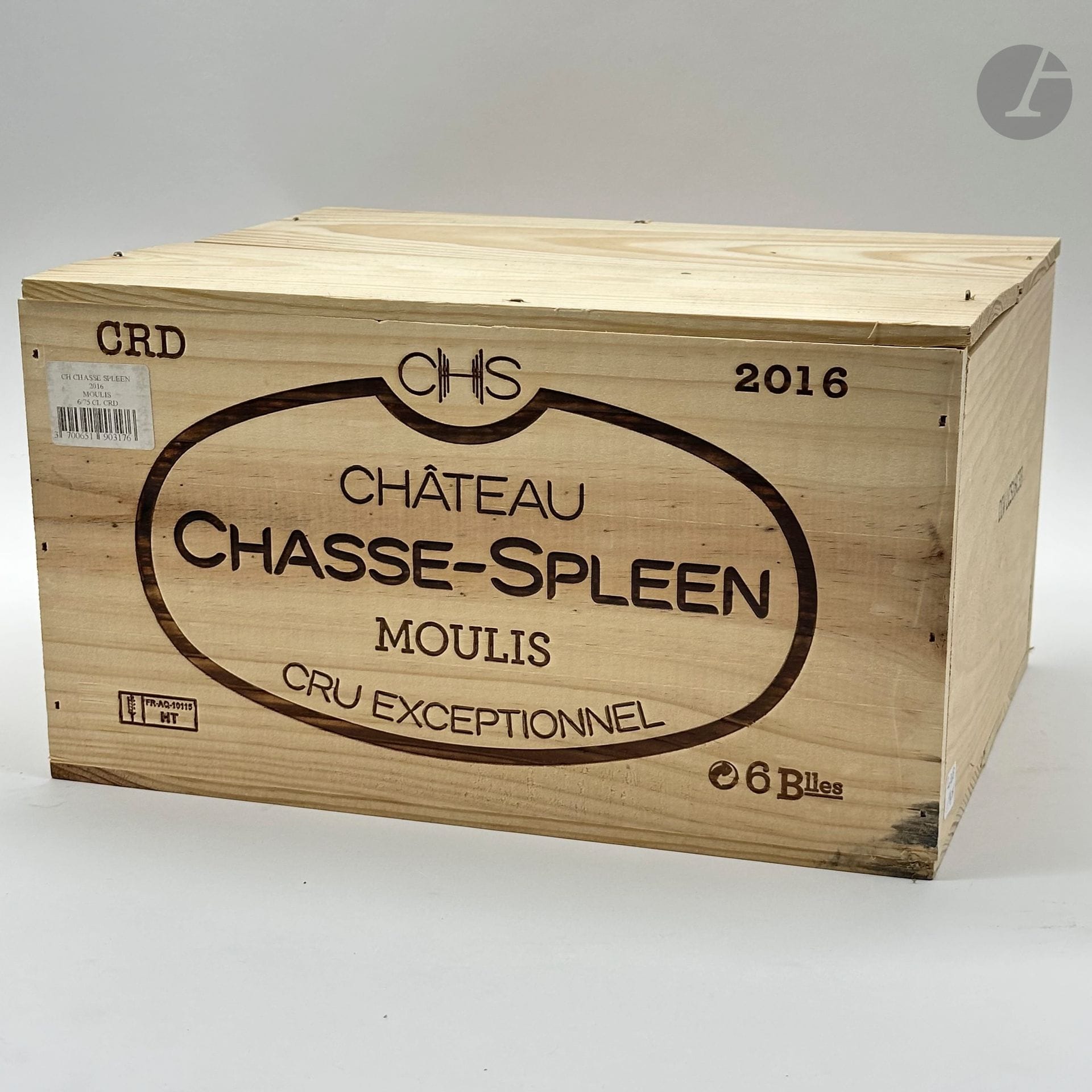 6 B CHÂTEAU CHASSE-SPLEEN (Caisse Bois d'origine), Moulis, 2016