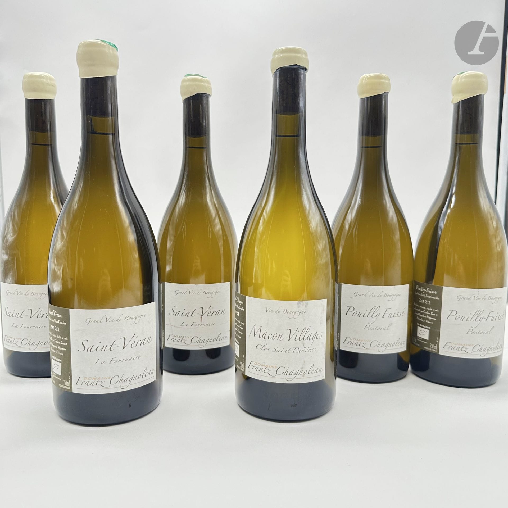 2 B POUILLY-FUISSE PASTORAL, Domaine Frantz Chagnoleau, 2021
3 B SAINT-VÉRAN LA FOURNAISE (e.l.s.), Domaine Frantz Chagnoleau, 2021
1 B MACON-VILLAGES CLOS SAINT-PANCRAS, Domaine Frantz Chagnoleau, 2021