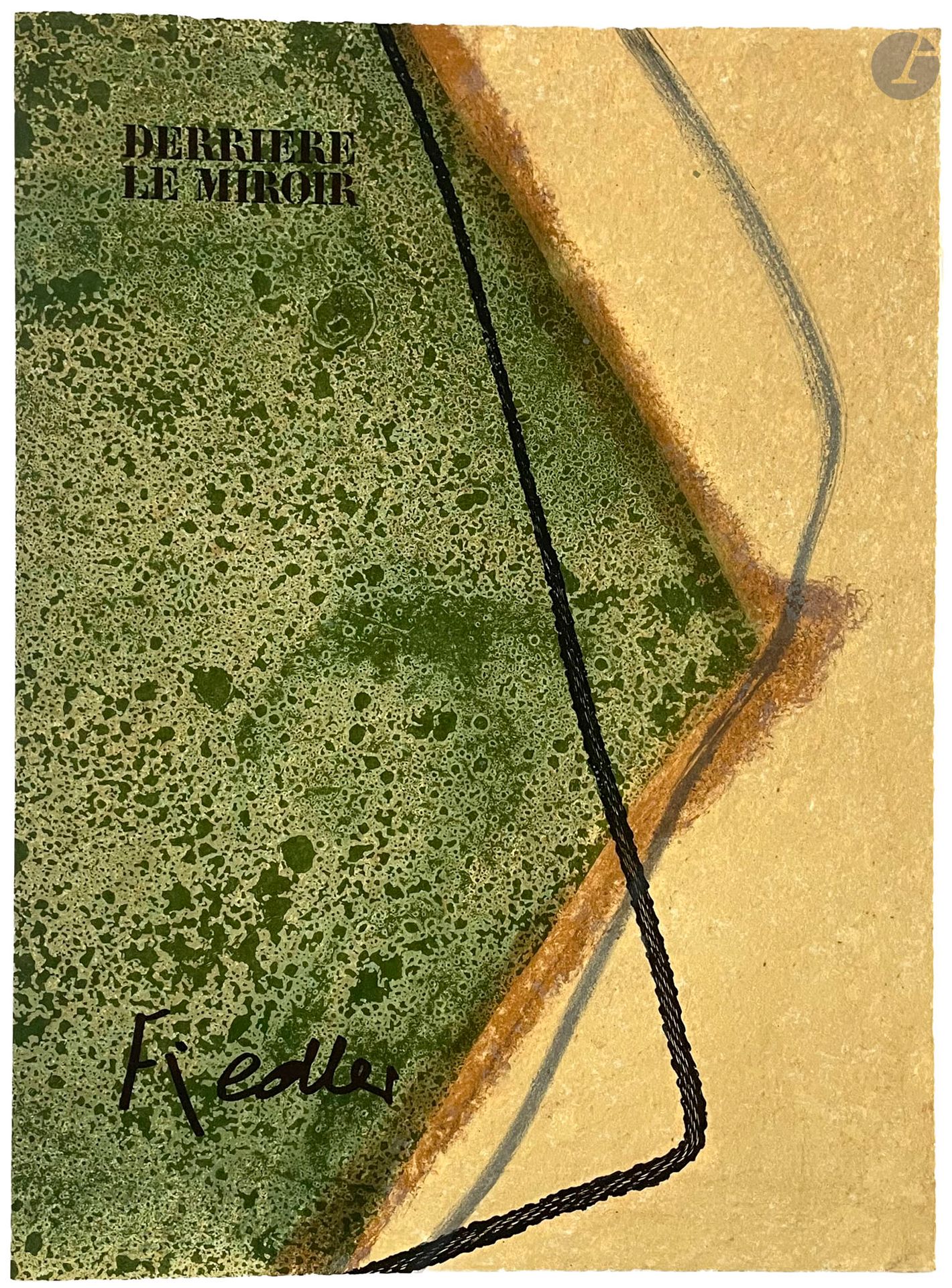 [DERRIÈRE LE MIROIR] - FIEDLER (François).
Fiedler.
Paris : Maeght éditeur, 1974.  — In-folio, en feuilles, chemise et étui cartonnés de l'éditeur, étiquette imprimée sur le premier plat de l'étui.
« Derrière le miroir » numéro 211 consacré à l'exposition du peintre et graveur François FIEDLER (1921-2001) à la Galerie Maeght.  Comprend un texte de Claude Esteban et 4 lithographies originales (couverture, pages 4-5, 14 et 19).

UN DES 150 EXEMPLAIRES NUMÉROTÉS SUR PAPIER VÉLIN D'ARCHES, SIGNÉS PAR L'ARTISTE À LA JUSTIFICATION (n° 66).

Exemplaire parfaitement conservé.