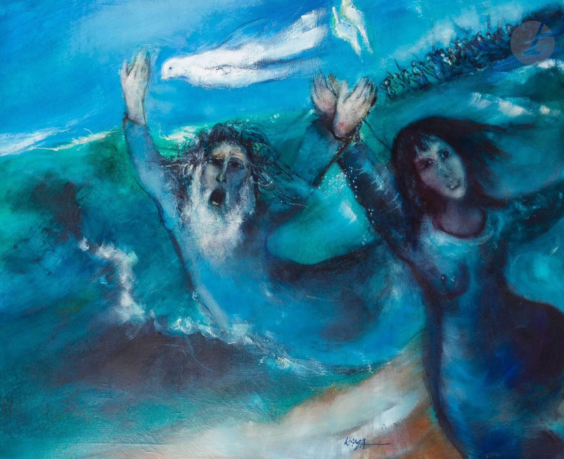 Alain RAYA-SORKINE (1936-2022) 
La Liberté, 1983 
Huile sur toile. 
Signée en bas à droite et signée, datée et titrée au dos. 
Tampon de l’atelier de l’artiste sur le châssis.
130 x 163 cm 
Cadre.




Mots clés :
judaïca, juif, juive, hébreux, rabbins, jewish, torah, hebrew, hebraica, judaisme, synagogue, sionisme, pessah, pessach, haggada, haggadah, hagada, hagadah, passover, menora, menorah, hannuka, hannuca, hannoucca, hanouccah, torah, juden, israélite, Israël, antisemitism, antisémitisme, dreyfus, meguila, sepharade, sefarad, ketouba