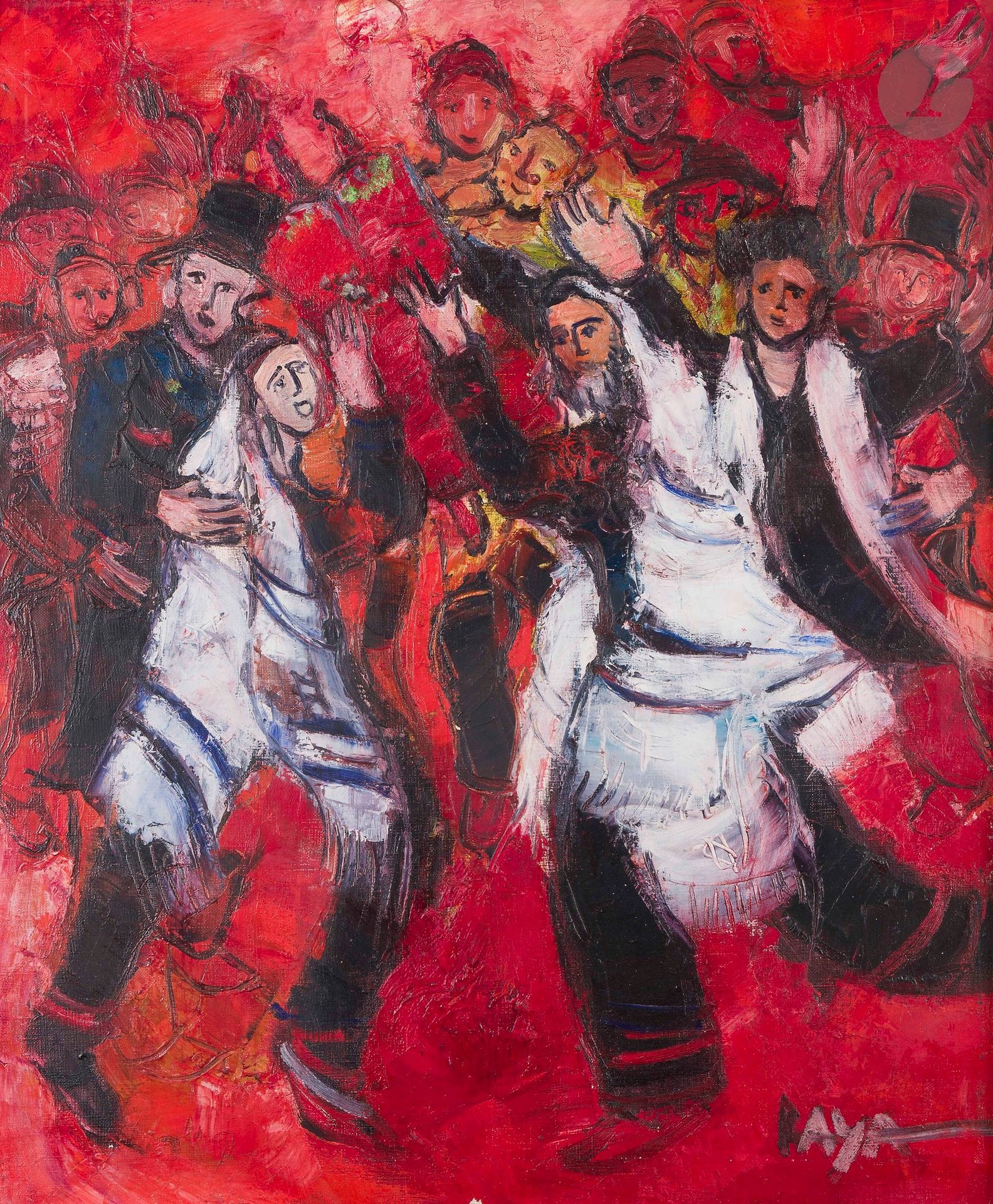 Alain RAYA-SORKINE (1936–2022) 
Joy and Torah, 1978 
Oil on canvas. 
Signed lower right.
Signed, dated, titled, and located on the back. 
65 x 54 cm




Keywords:
Judaica, Jewish, Hebrew, rabbis, Torah, Hebrew, Hebraica, Judaism, synagogue, Zionism, Passover, Haggadah, Passover, menorah, Hanukkah, Torah, Juden, Israelite, Israel, antisemitism, Dreyfus, Megillah, Sephardic, ketubah