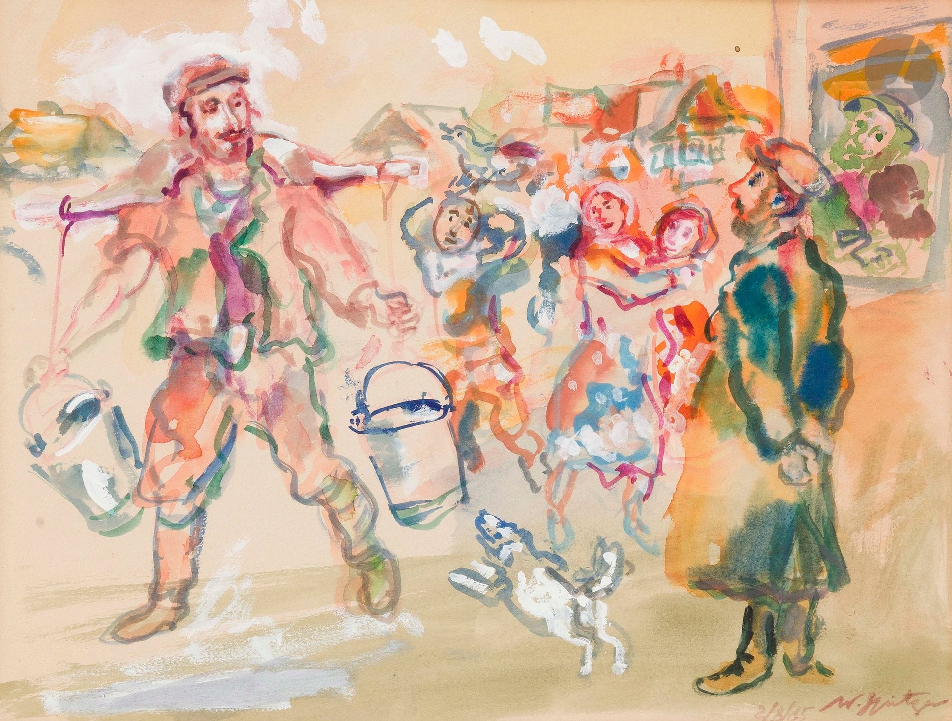 Walter SPITZER (1927-2021) 
Le Porteur d’eau, 1985 
Aquarelle et gouache. 
Signée et datée en bas à droite. 
27 x 35 cm




Mots clés :
judaïca, juif, juive, hébreux, rabbins, jewish, torah, hebrew, hebraica, judaisme, synagogue, sionisme, pessah, pessach, haggada, haggadah, hagada, hagadah, passover, menora, menorah, hannuka, hannuca, hannoucca, hanouccah, torah, juden, israélite, Israël, antisemitism, antisémitisme, dreyfus, meguila, sepharade, sefarad, ketouba