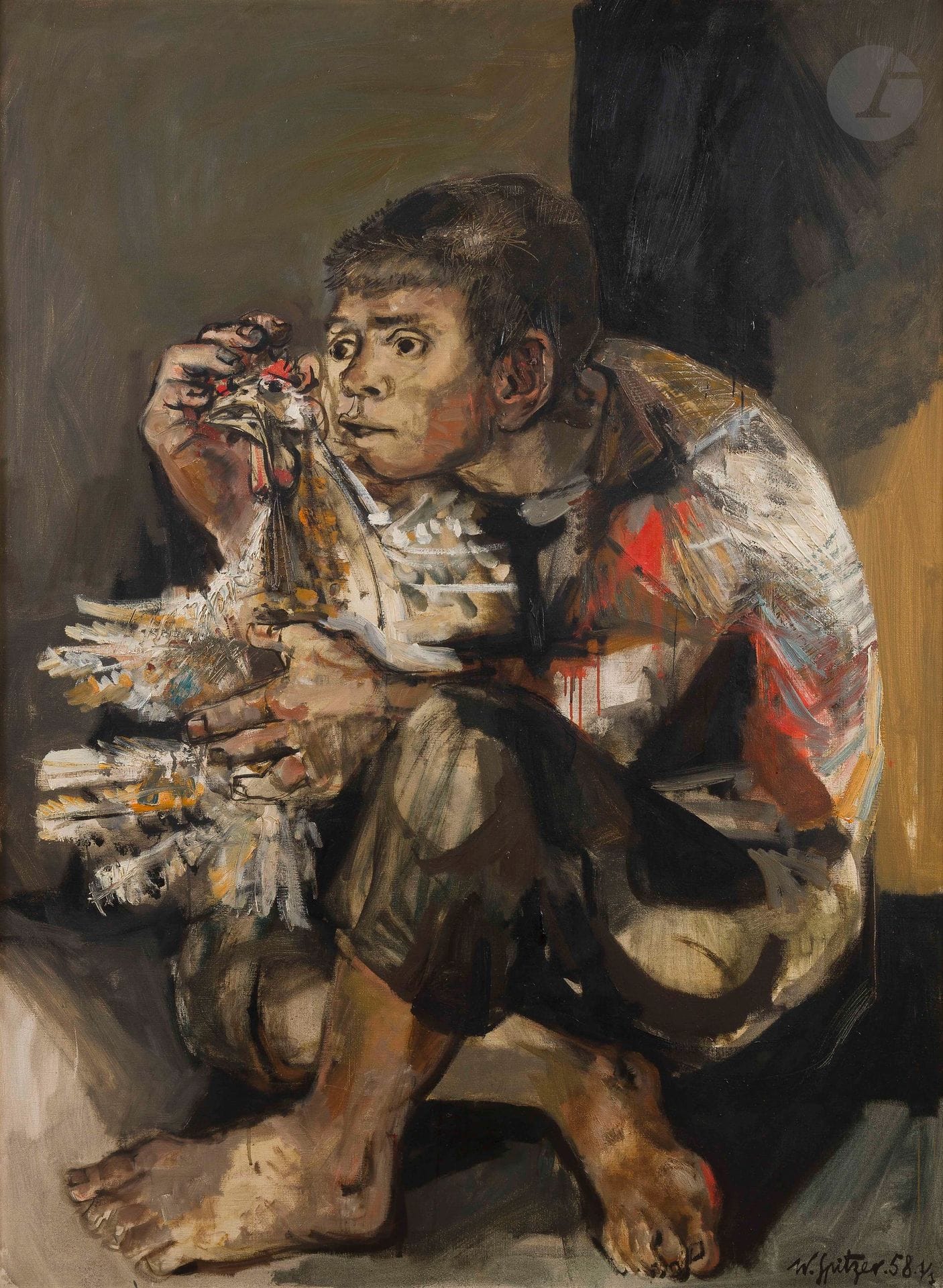 Walter SPITZER (1927-2021) 
L’Enfant au coq, 1958 
Huile sur toile. 
Signée et datée en bas à droite. 
130 x 97 cm




Mots clés :
judaïca, juif, juive, hébreux, rabbins, jewish, torah, hebrew, hebraica, judaisme, synagogue, sionisme, pessah, pessach, haggada, haggadah, hagada, hagadah, passover, menora, menorah, hannuka, hannuca, hannoucca, hanouccah, torah, juden, israélite, Israël, antisemitism, antisémitisme, dreyfus, meguila, sepharade, sefarad, ketouba