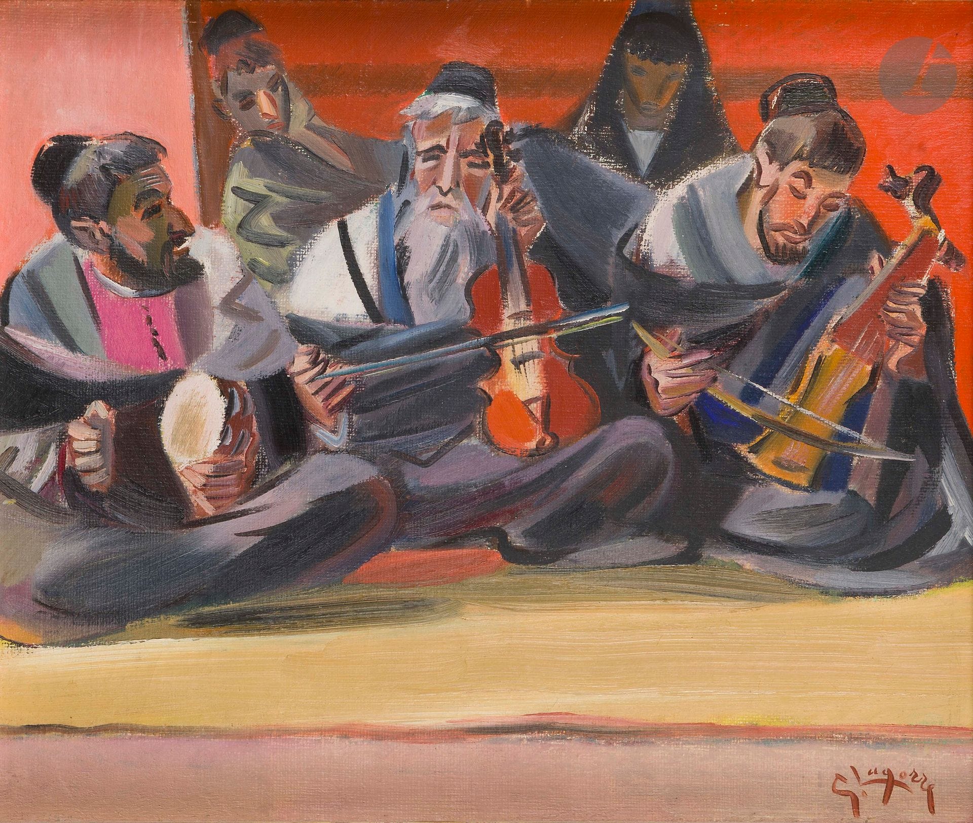 René Gaston LAGORRE (1913–2004) 
Eastern Jewish Orchestra 
Oil on canvas. 
Signed lower right. 
39 x 46 cm 
Framed.




Keywords:
Judaica, Jewish, Hebrew, rabbis, Torah, Hebrew, Hebraica, Judaism, synagogue, Zionism, Passover, Haggadah, Passover, menorah, Hanukkah, Torah, Juden, Israelite, Israel, antisemitism, Dreyfus, Megillah, Sephardic, ketubah