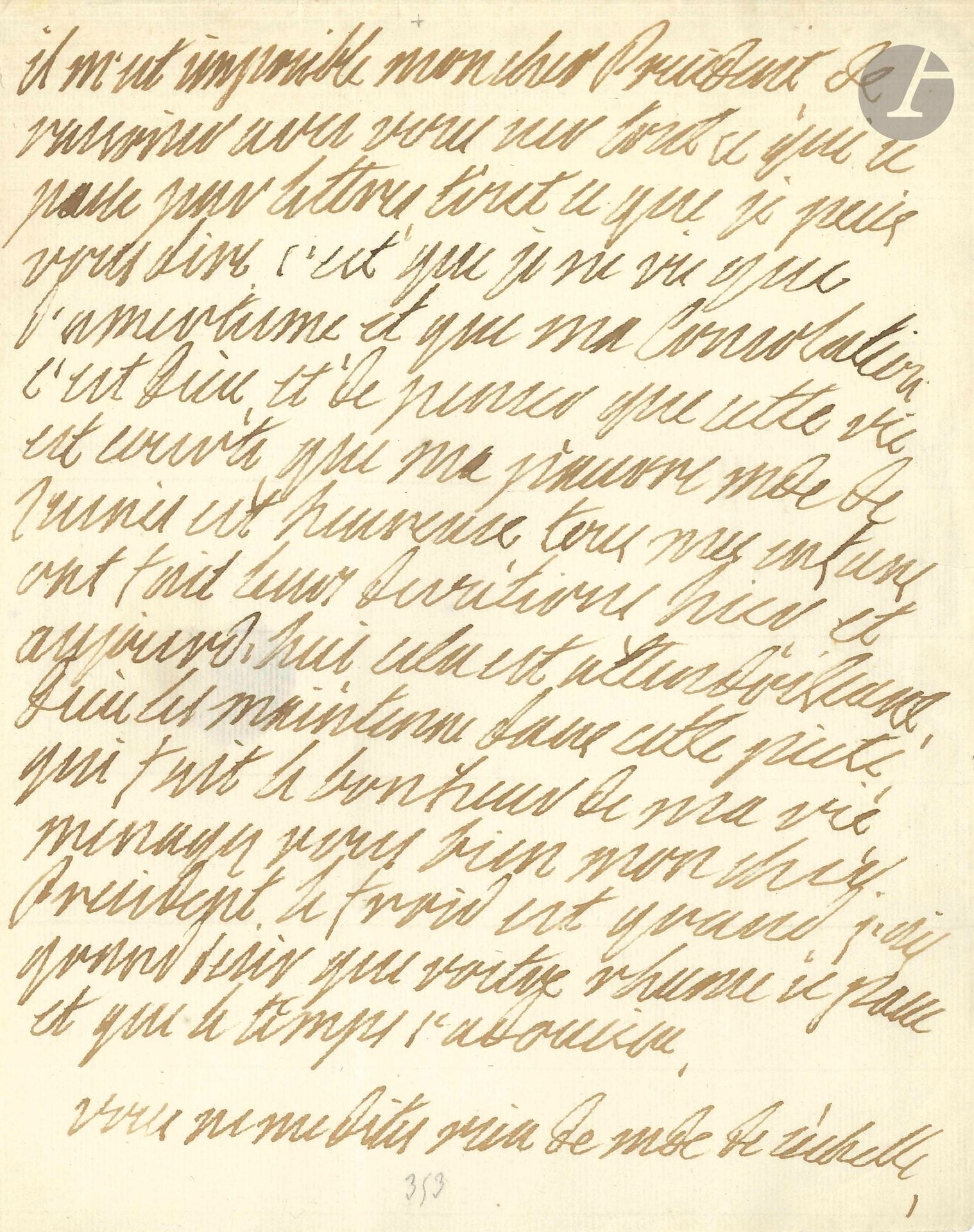 MARIE LESZCZYNSKA. L.A. au Président Hénault ; 1page petit in-4, cachet de cire rouge aux armes au dernier feuillet blanc.

Il est impossible de raisonner par lettres sur ce qui se passe. «Tout ce que je peux vous dire c’est que je ne vis que d’amertume, et que ma Consolation c’est Dieu, et de penser que cette vie est courte, que ma pauvre mde de Luines est heureuse, tous mes enfans ont fait leurs devotions hier et aujourd’hui, cela est attendrissant, Dieu les maintienne dans cette piété qui fait le bonheur de ma vie. Menagez vous bien mon cher Président. Le froid est grand, j’ay grand desir que vostre rhume se passe et que le temps s’adoucisse»…