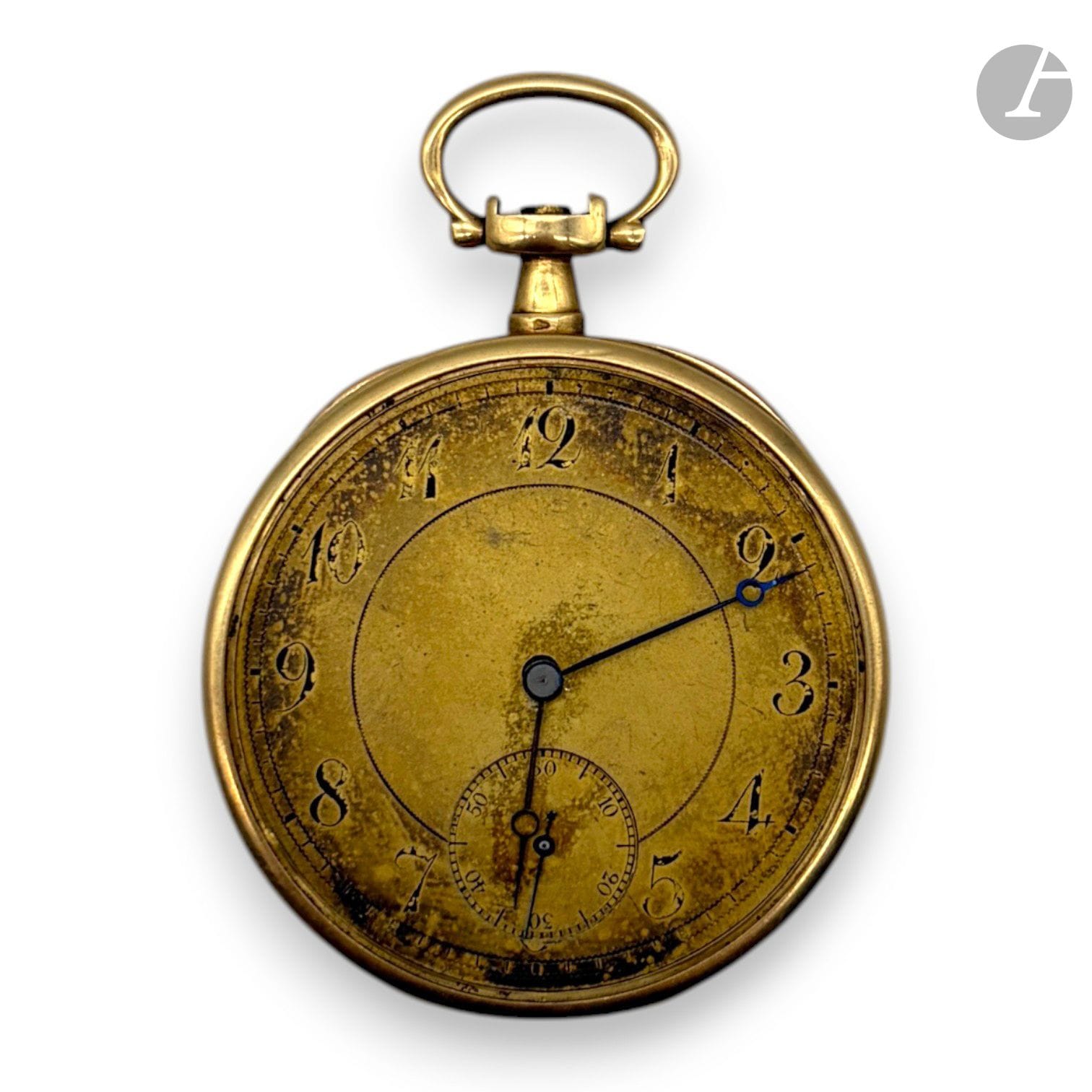 Montre de gousset en or 750/°°°.
Cuvette en or 750/°°° gravée "R. Daguthé Nantes".
Manque le verre et la couronne.
Poids brut :71.1g

FRAIS DE VENTE : 8% HT
