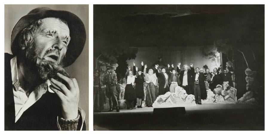 [PHOTOGRAPHIE - THÉÂTRE JUIF] Ensemble de 21 photos de comédiens. Photographies de presse, Allemagne (Munich), vers 1945. 18 photographies portent le tampon du photographe (Hans Grimm ou Brigitte Vex). 17 x 11,5 cm
