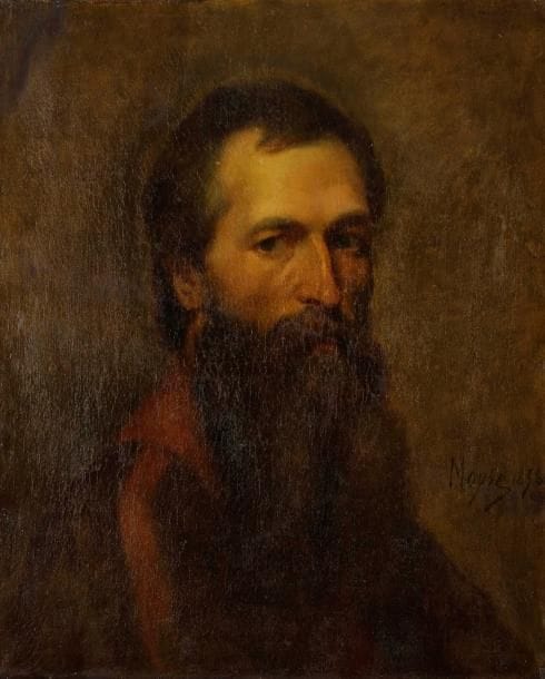 Edouard MOYSE (1827-1908)
Homme barbu, 1858 Huile sur toile. Signée et datée vers le bas à droite. (Petites restaurations). 55 x 46 cm