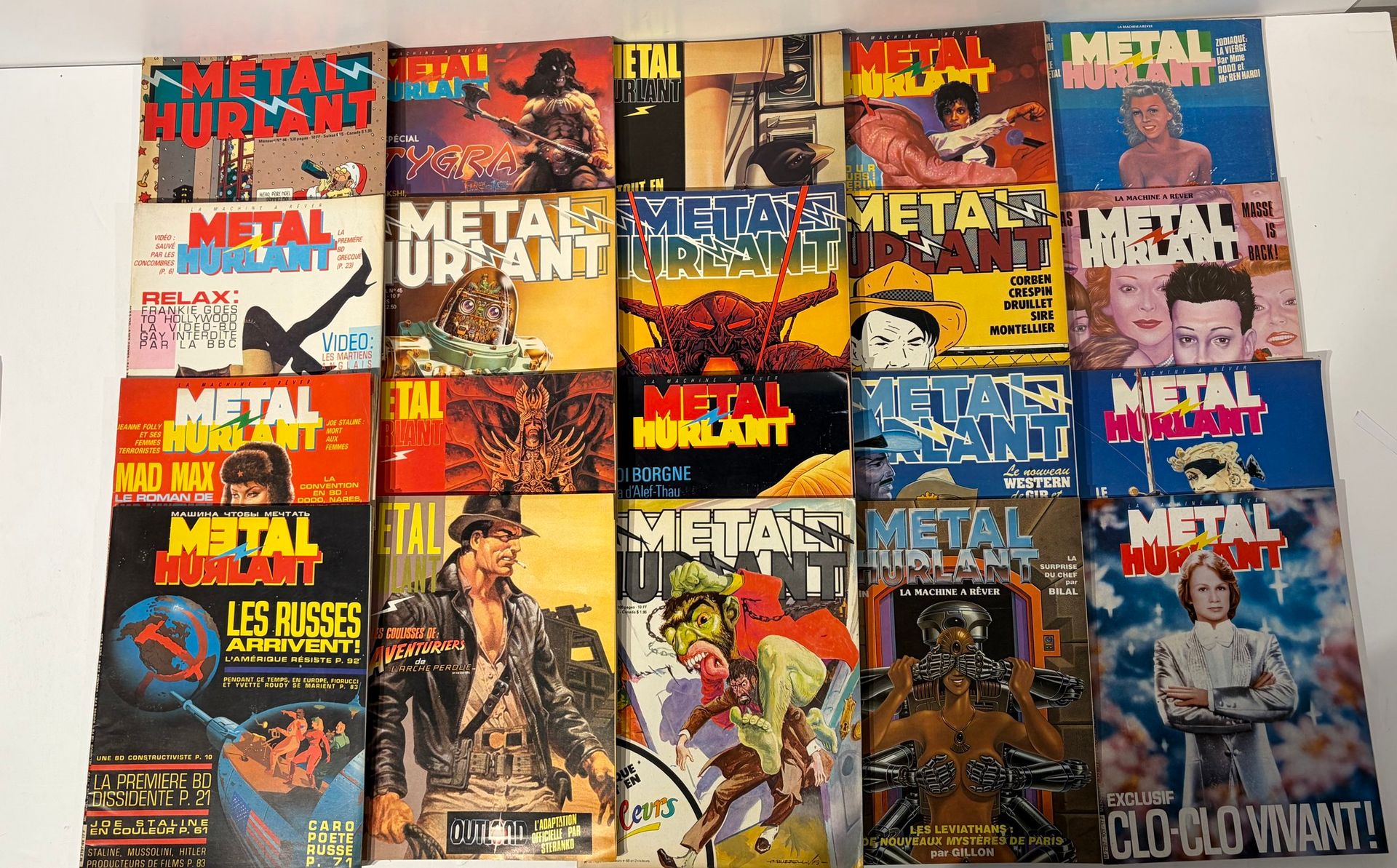 METAL HURLANT 
Lot de 21 numéros périodiques Métal Hurlant.