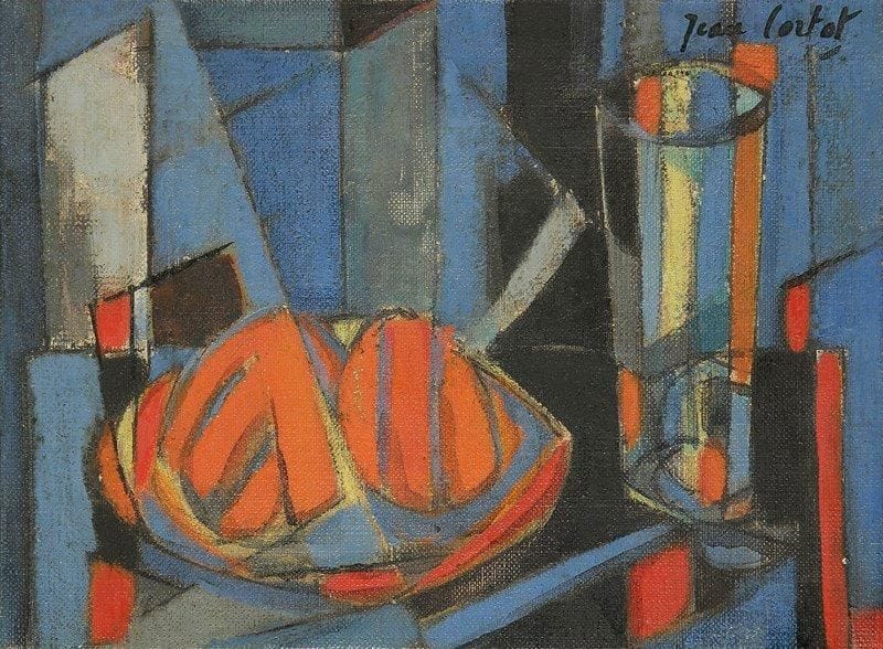 Jean CORTOT (né en 1925)
Les Deux oranges, 1953 Huile sur toile. Signée en haut à droite. Signée et datée au dos. 16 x 22 cm