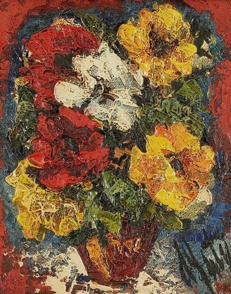 Henri Maurice D'ANTY (1910-1998)
Bouquet de fleurs, 1961 Huile sur toile. Signée en bas à droite. Signée et datée au dos. 27 x 22 cm