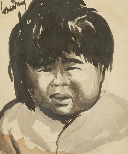 Ecole Moderne
Enfant asiatique Dessin à l'encre. Signé en haut à gauche. (Accidents). 44 x 37 cm