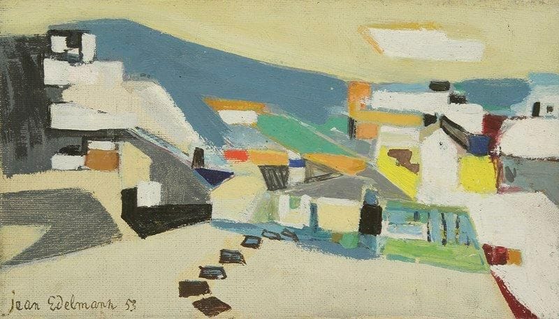 Jean EDELMANN (1916-2008)
Village, 1953 Huile sur toile. Signée et datée en bas à droite. 13,5 x 24 cm